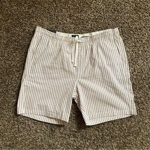 Ben Sherman Men’s Regular Fit Khaki/White Stretch Striped Shorts Size XL